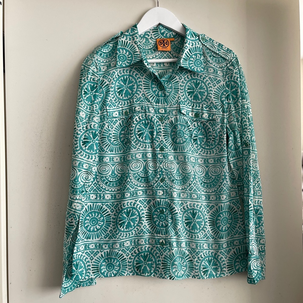 Tory Burch Medallion Blouse in Green